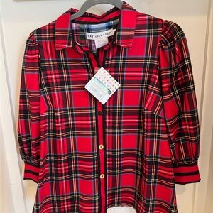 Gretchen Scott Red Multi Puff Sleeve Top